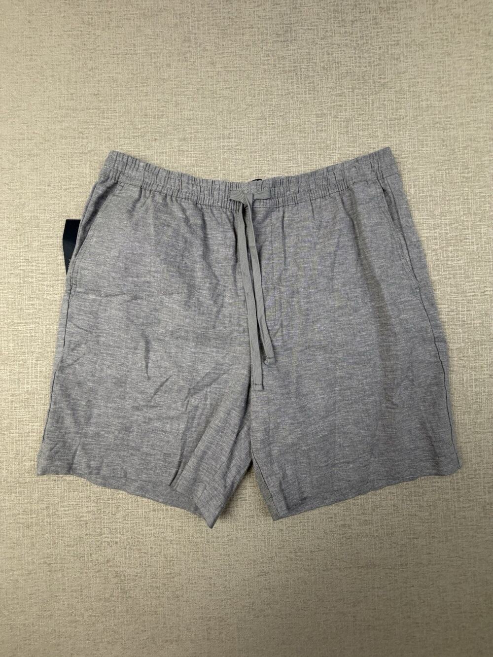 GAP Men’s Pull-On Linen Blend Shorts Large Gray Drawstring Stretch NWT